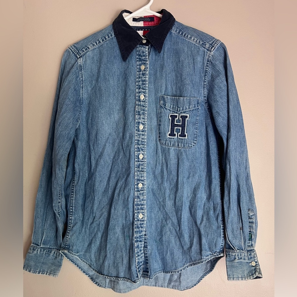 Tommy Hilfiger Denim Shirt with Red and White Accents